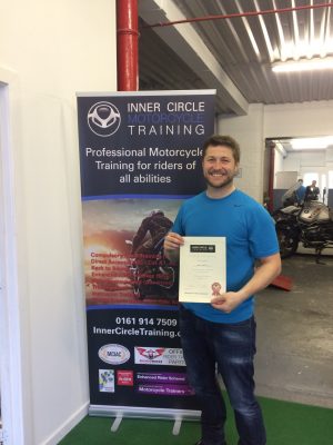 Matt did his CBT with us having never ridden a bike, then our 3.5 day DAS course and passed both his module-1 and module-2 tests FIRST TIME. No wonder he looks happy!
