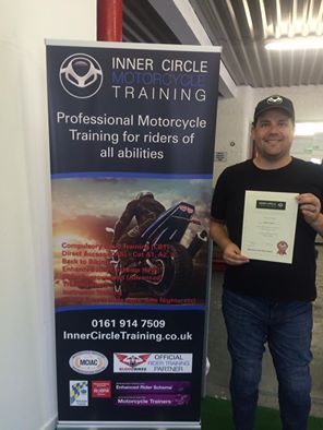 Stuart with his DAS course completion certificate after passing his bike tests first time!